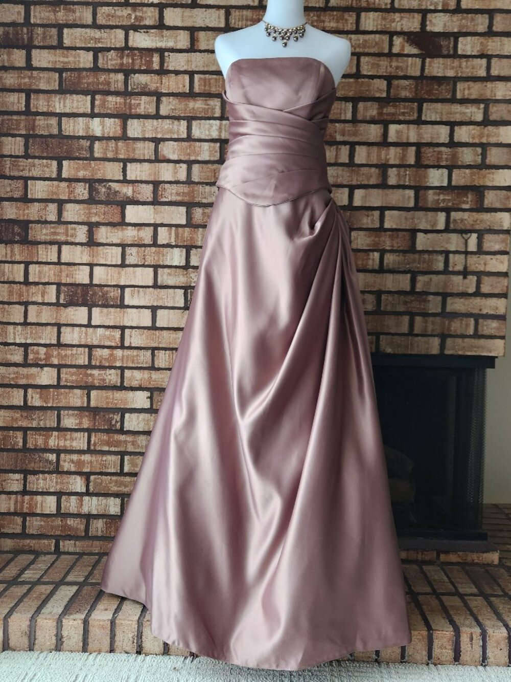 Ladies Obsessions Haute Couture Two Piece Brown Satin Aline Corset Dress Size 10